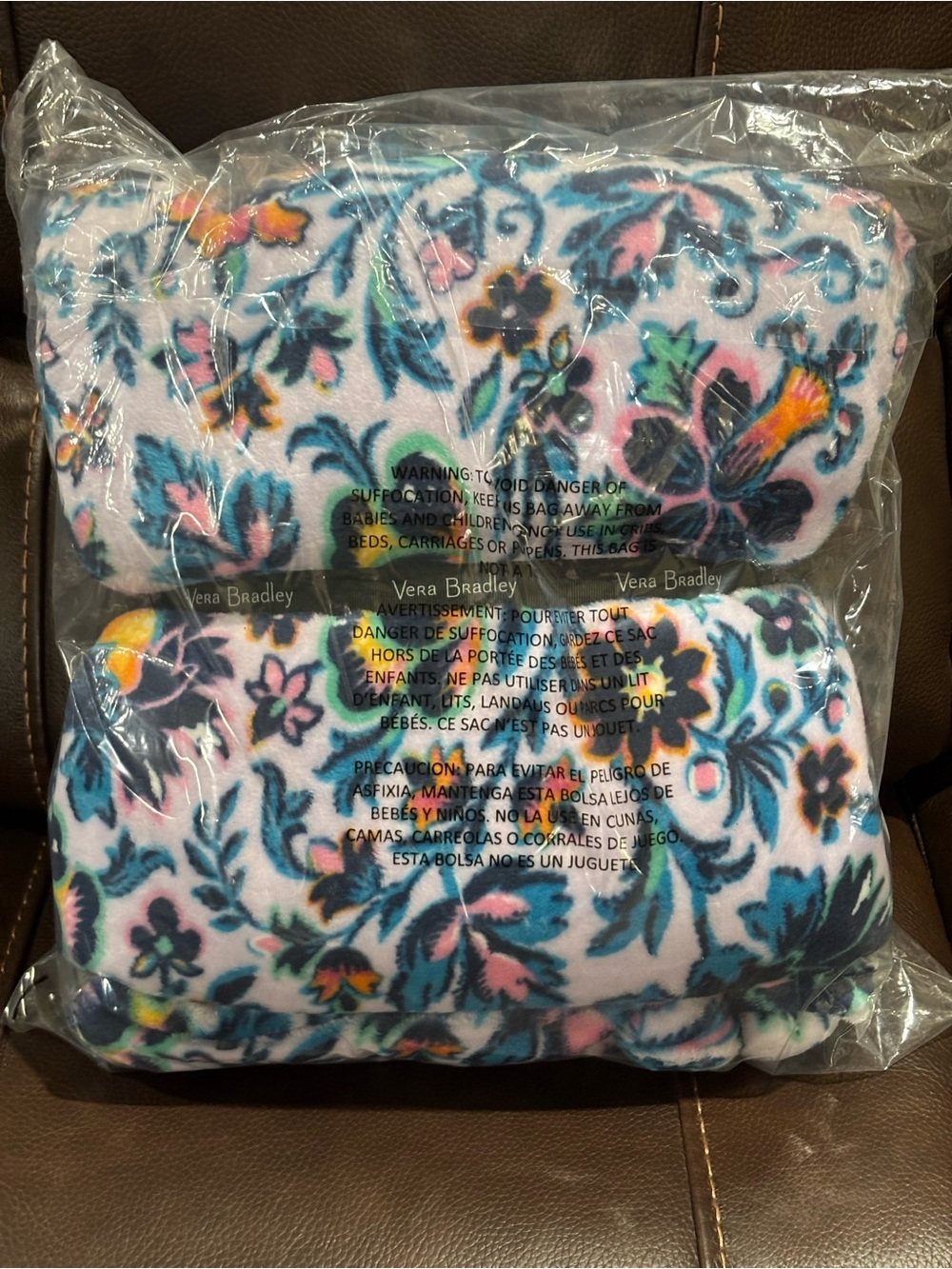 Vera Bradley Floral Plush Throw Blanket with Pom Poms - Picture 6 of 6